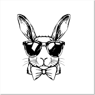 Bunny Face With Sunglasses For Boys Men Kids Easter Day Posters and Art